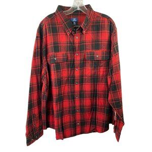 George Men's Cotton Black / Red Buttoned Down Top